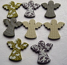 Lot de 8 embellissements bois anges scrapbooking