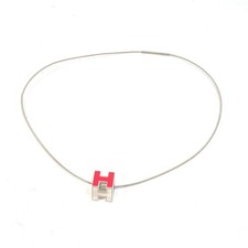 HERMES H Cube Bague d'Ache Pendant Necklace in Silver for Women