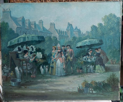 Tableau huile sur - sur, marche