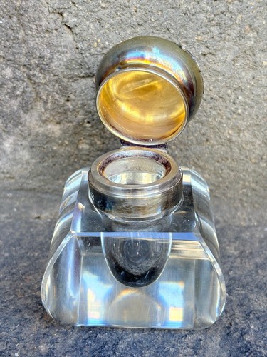 Ancien encrier cristal monture - cristal,