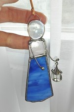 Figurine Fille Cage Canari Oiseau Vitrail Verre