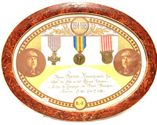 09/25 (REF446) Diploma and medal war 14/18 under frame FRENCH medal