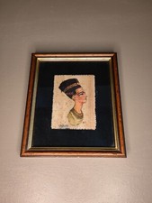Egyptian Portrait Papyrus Coaster Frame Painting Cultural Decor