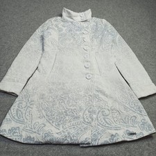 Manteau Jacquard Femme Desigual Taille S EUR-38 Blanc Bleu Paisley