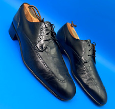 Bally Switzerland Shoes Men 9B Continentals Black Leather Wingtip Aterno Oxford