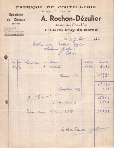 Thiers facture rochon - -, a.
