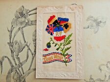 CPA Embroidered Card All United Patriotism WW1 Flags France England Belgium