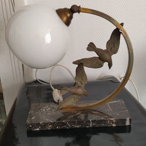Lampe art déco oiseaux marbre - oiseaux,
