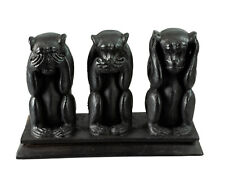 3  Singes de la Sagesse - Resine 1 kg Artisanat fait main H : 13 cm Noir # 3473
