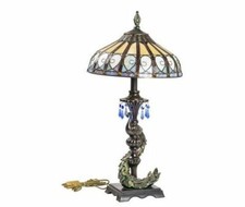 Lampe de Table En Style Tiffany Avec Décoration De Un Paon à la Main 72 CM