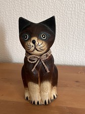 Statue, Figurine Chat En Bois