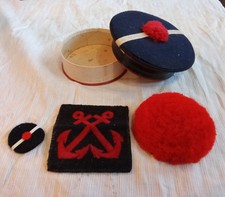 Ancienne Boite 2 Pompons Brest Écusson Marin Ancre Marine Nationale 