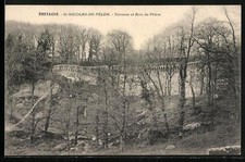 Old postcard St-Nicolas-du-Pélem, Terrace and Bois du Pélem 