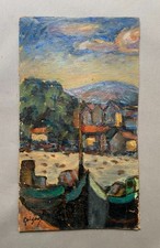 Vue de port, huile sur carton