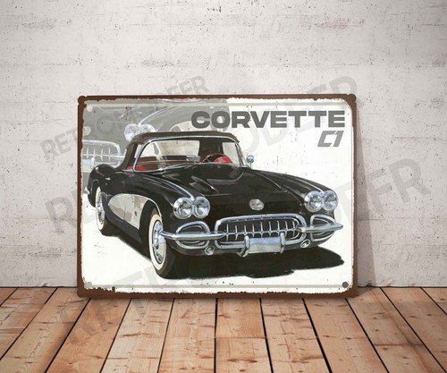 Plaque métal vintage corvette - métal,
