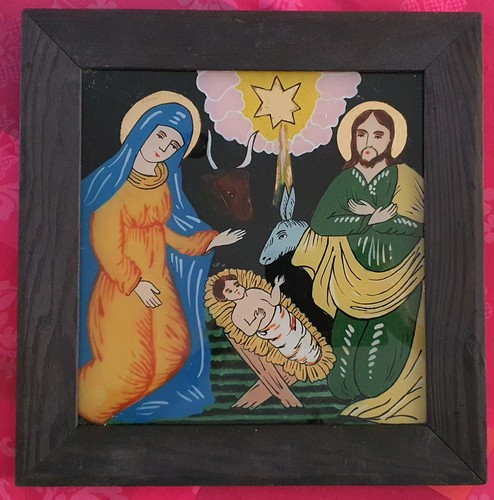 Peinture sur verre nativité - sur,