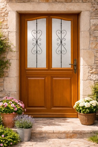 Porte entrée bois vitrée - porte, d'entrée