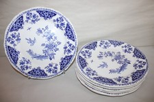 6 large earthenware flat plates by Gien Delft decor blue, dia. 26.5cm