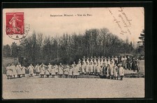 Old postcard Champrosay, Sanatorium Minoret - View of the Park 1909 