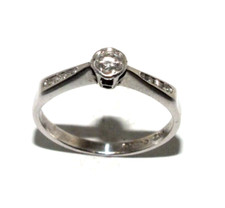 Femmes / Stylé 9ct 9 Carat Bague or Blanc Ensemble Avec Diamants, UK Taille L