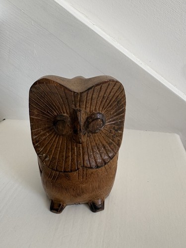 Statuette chouette bois - en,