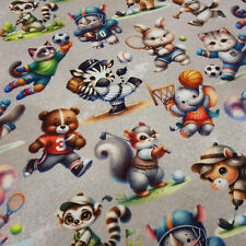 Tissu coton jersey lapin chat