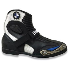 BMW Racing Motorcycle Leather Boots MOTOGP Motorbike Leather Mens Riding Shoes