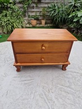 Petit Meuble Ancien En Bois De Pin 2 Tiroirs, Boîte, Coffret, Bijoux, Couture. 