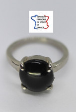 BAGUE PIERRE NOIRE ;argentée ( argent?) ;Neuve de stock ; Taille 51 / BA21