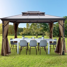 VEVOR Tonnelle de Patio en PVC avec Moustiquaire Pavillon de Jardin 3 x 3,6 m