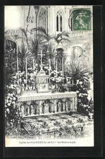 Old postcard Villedieu, the Church, the Master Altar 1912 