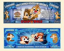 TIC et TAC BILLET MILLION DOLLAR ! Chip & Dale Dessin animé Donald Disney Mickey