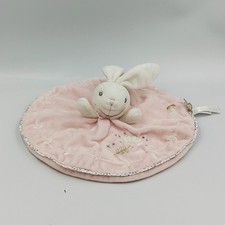 Doudou plat rond lapin blanc