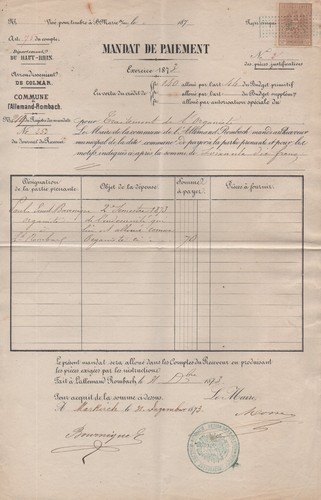 Alsace haut rhin 1873 - -,
