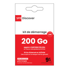 Carte SIM prépayée SFR Appel + SMS + MMS Illimité 200Go Internet sans abonnement