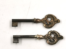 2 KEYS IDENTICAL ANTIQUE FURNITURE CABINET DRAWER LIBRARY 19th century
