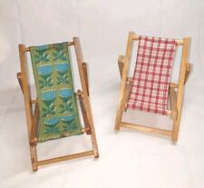 ANTIQUE CUTE DOLL: TWO ANTIQUE MINIATURE SUN LOUNGERS 