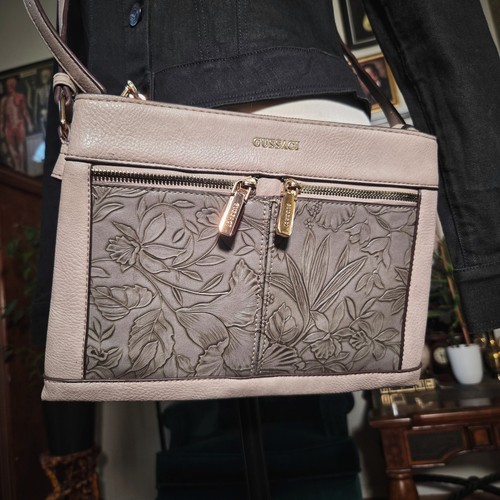 Gussaci taupe floral embossed - gussaci,