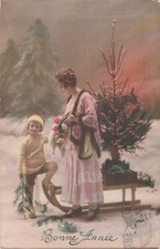 CP BONNE ANNE WOMAN CHILD HAT FIR SLEDGE ROSES - 94436