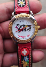 Vintage Swiss Jodel Cow Dial Watch — Swiss Made, 3 ATM, Floral Bezel, 20039