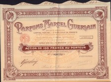 Parfums Marcel GUERLAIN Paris France 1927 old stock certificate
