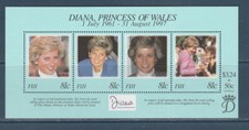 TBL FIDJI FIJI  bloc  hommage à princesse de Galle Diana  de 1998 neuf **