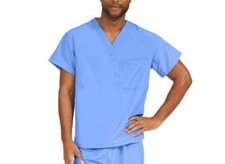 Medline 810NTHL-CA PerforMAX One-Pocket Reversible Scrub Top, ANG-CC, Ceil Blue,