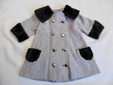 ANTIQUE DOLL COAT - BROWN FUR STYLE NECK, SLEEVES, VELVET POCKETS