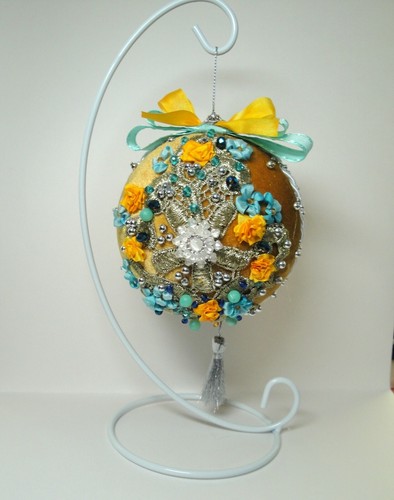Silk ribbon embroidered ball - ,