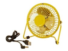 Mini Ventilateur de bureau - JAUNE - connexion USB 13cm diam Métal JAUNE