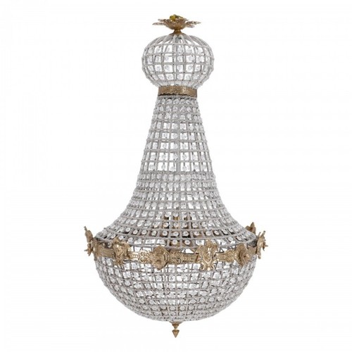 Lustre vintage verre doré - lustre,