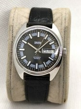 Vintage SAVIEM Watch Automatic Incabloc Day-Date Stainless steel Water Resistant