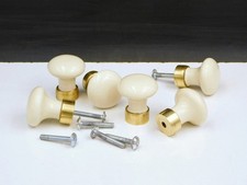Ø30 Lot 6 Boutons de Meuble en Porcelaine et Laiton,Poignée Porte Vintage,Tiroir