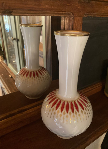 Vase boule porcelaine rouge - en,